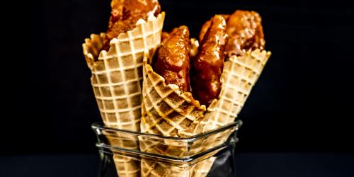 Crispy Chicken in a Waffle Cone