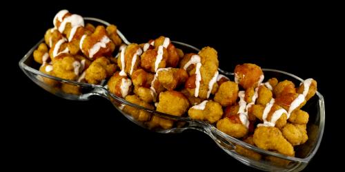 Fried Cauliflower with Buffalo and Ranch Drizzle