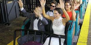 Wedding party on a roller coaster